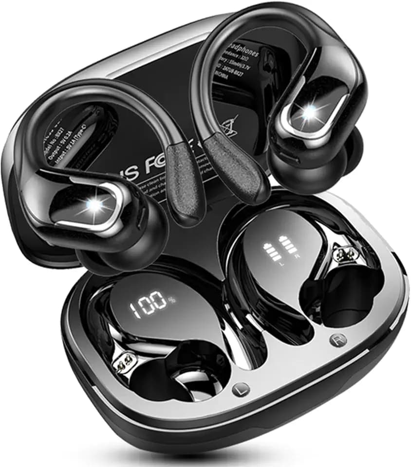Bluetooth 5.4 Kopfhörer Sport, 75Std Kopfhörer Kabellos Bluetooth mit HiFi-Stereo, IP-X8 Wasserdicht Wireless Headphones, 4 ENC Noise Cancelling Mic Earbuds, USB-C Ohrhörer Joggen Gym für iOS Android