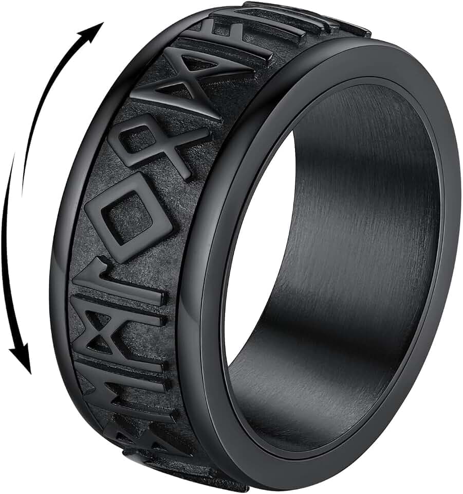 FindChic Herren Damen Spinner Fingerring Personalisierter Viking Rune Bandring drehbarer Fingerring mit Geschenkebox für Valentinstag Geburtstag