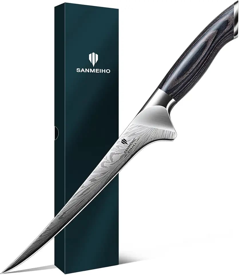 SANMEIHO Filetiermesser Fisch 18cm Pulverstahl, Japanisches Küchenmesser