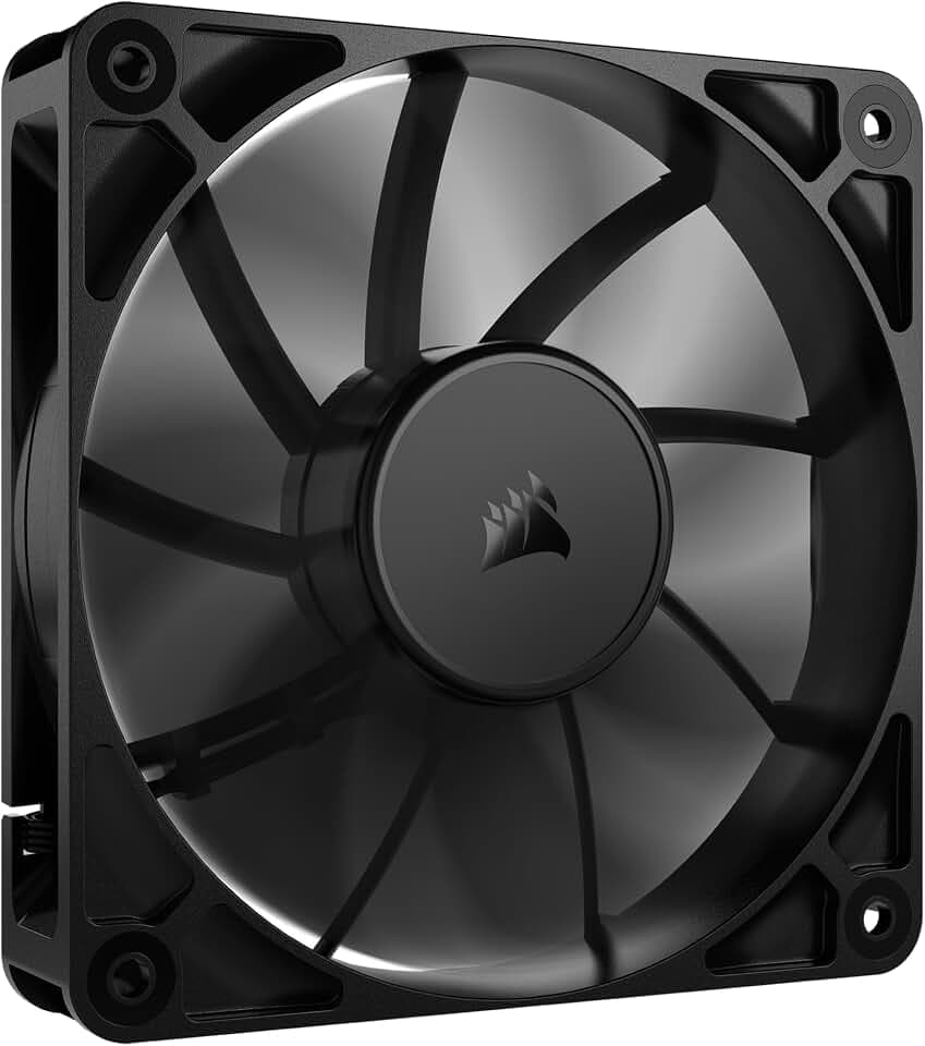CORSAIR RS120 120mm PWM Fan – Daisy-Chain Connection – Low-Noise – Magnetic Dome Bearing – Single Pack – Black
