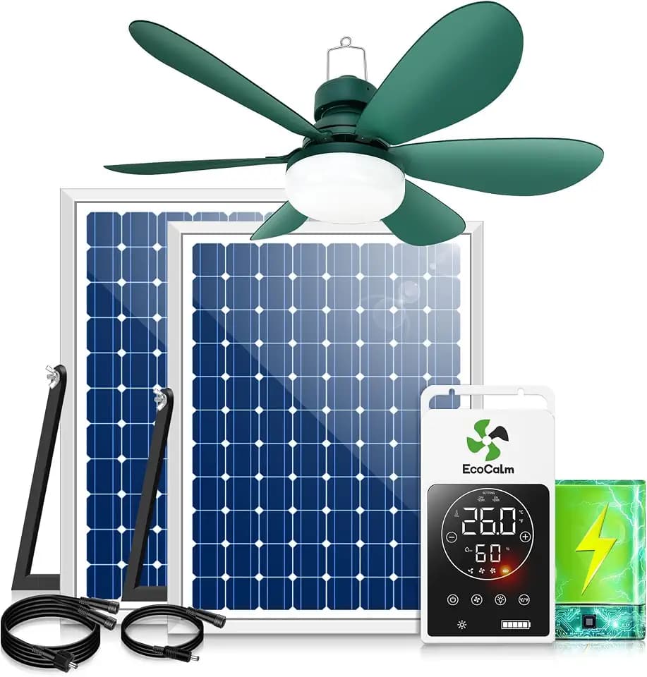 Solar Ceiling Fan with Smart Thermostat Outside fan for Chickencoop