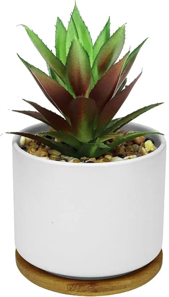 Hopewood Artificial Pineapple Succulents Plant with Ceramic Pot Wooden Tray