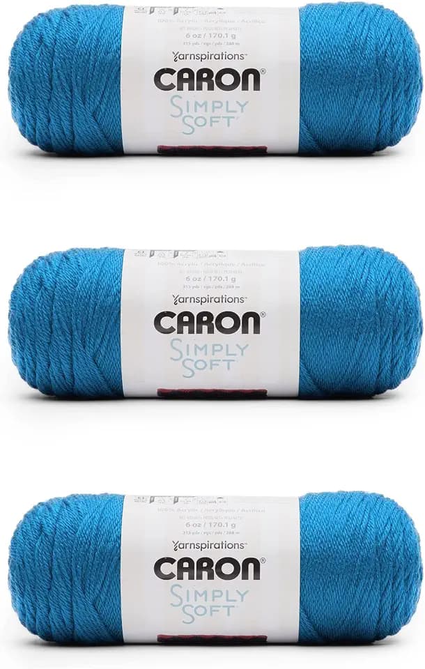 Caron Simply Soft Yarn for Crocheting & Knitting, Cobalt Blue, 3-Pack