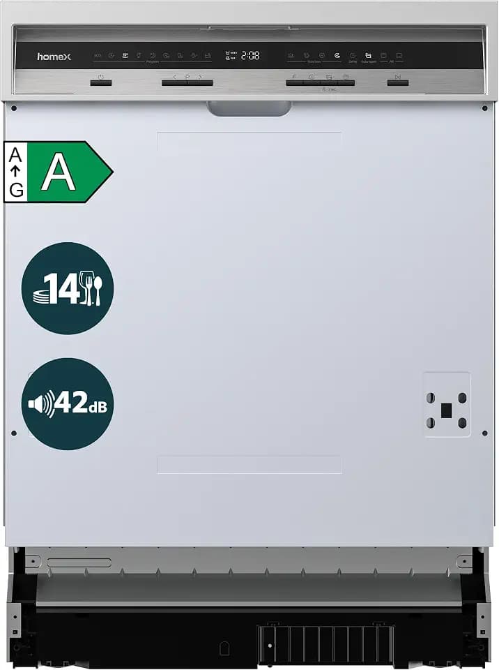 homeX DWSI601442A Geschirrspüler 60 cm Spülmaschine teilintegrierbar EEK A