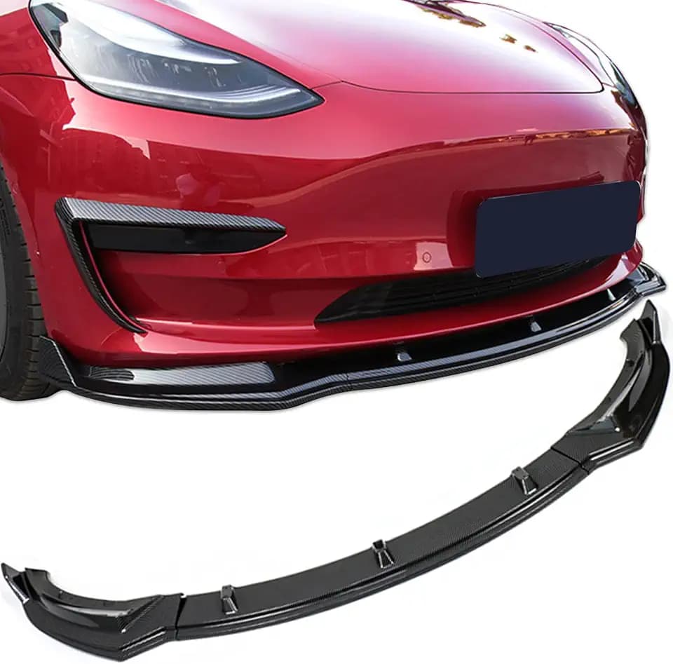 Fit Tesla Model Y Front Bumper Lip Kit 2017-2023 2024 Glossy Carbon Fiber