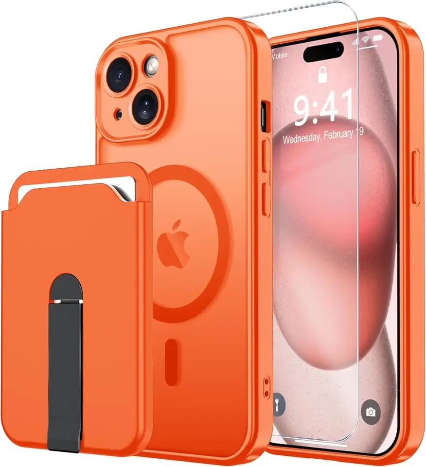 Magnetic for iPhone 15 Plus Case with Screen Protector+Removable Wallet