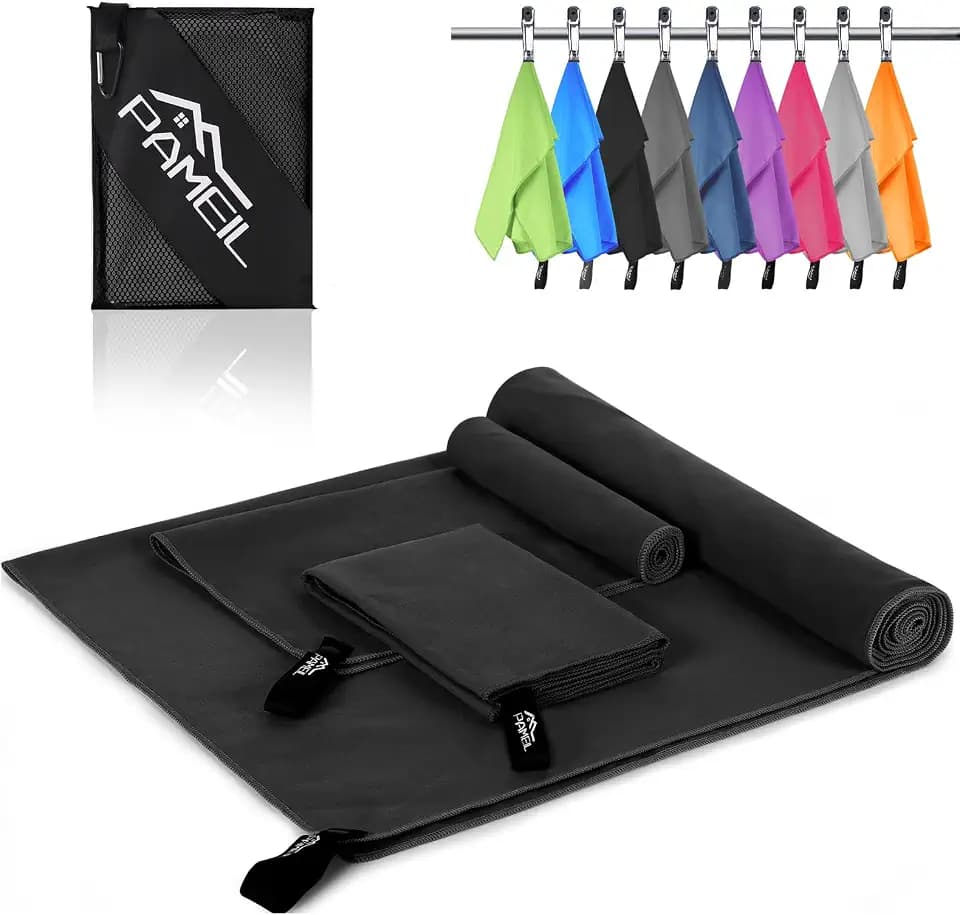 Pameil Mikrofaser Handtuch 3er Set (160x80cm Groß Badetuch +2 Stück 80x40cm Klein Handtuch), Reisehandtuch Schnelltrocknend Microfaser Handtücher für Fitness Sauna