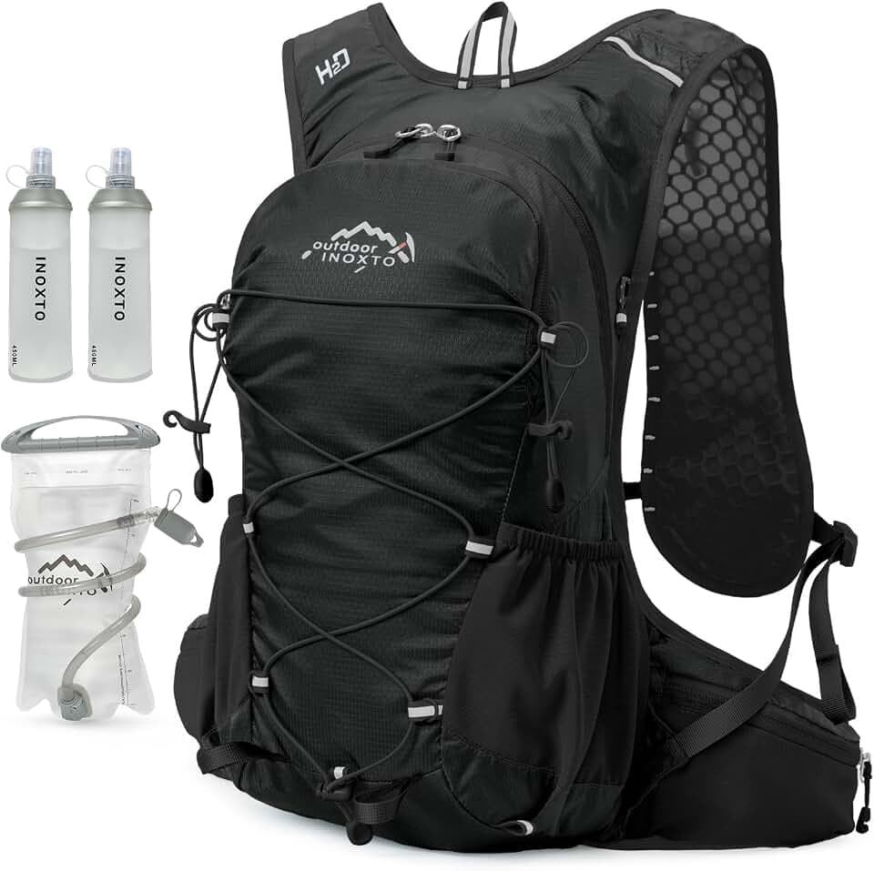 IX INOXTO Hydration Backpack, 18L Lightweight Hiking Backpack with 2L Water Bladder Daypack Women Men, Water Backpack Insulated Hydration Pack for Hiking, Running, Festival, Cycling