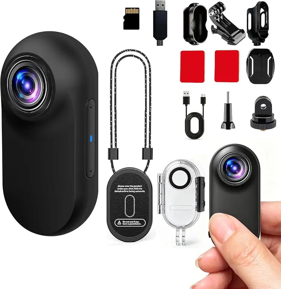 Thumb Camera, Portable Mini Body Camera with Accessories and Memory Card Hands Free Mini Wearable Body Worn Action Camera for Security, Work, Guard, Travel(Black)