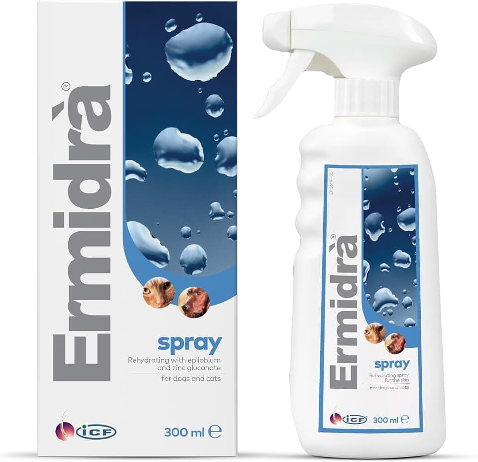 Ermidra Fellpflege Spray Hund Katze trockene Haut Schuppen Glanz 250 ml