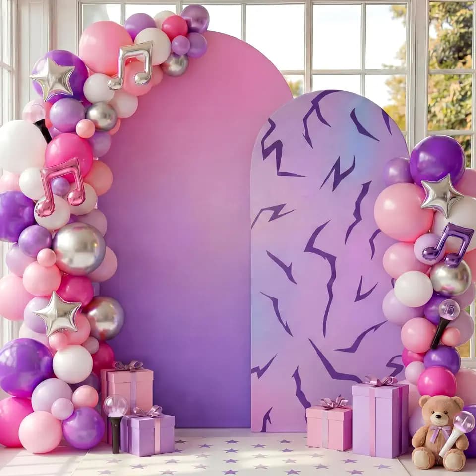 Moukeren 2 Pcs Kpop Themed Arch Backdrop Covers 6ft 7.2ft Kpop Party Decor