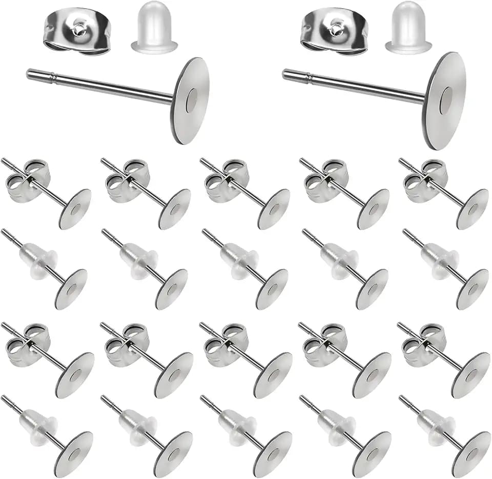 TOAOB 500 Stück Ohrringe Stecker Flach Edelstahl 6mm 8mm für DIY