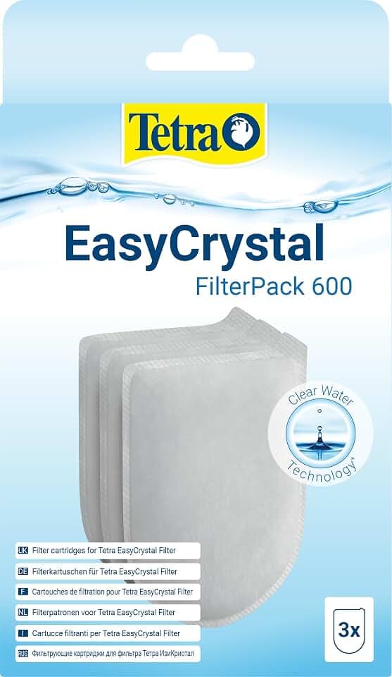 Tetra EasyCrystal Filter Pack 600 Filterpads, Filtermaterial für EasyCrystal Innenfilter, integrierter Timestrip zeigt Wechsel an, geeignet für Aquarien von 50-150 Liter, 3 Stück