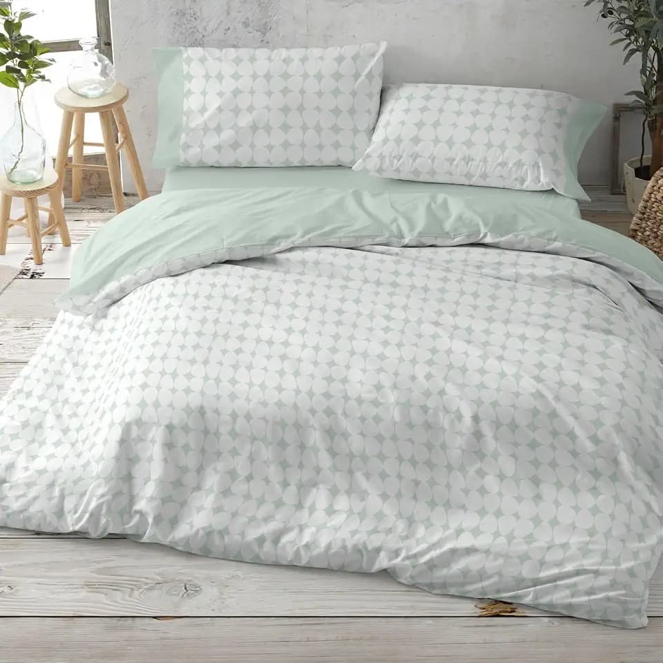 Burrito Blanco Bedruckte Bettbezüge, 90 cm breite Betten. (+ verfügbare Größen) | Design 139 | Mintfarbe (90 x 190/200 cm)