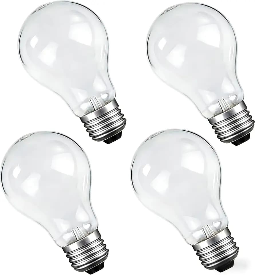60 Watt Incandescent Light Bulbs, A19 E26 60W Incandescent Bulb, Dimmable, 2700K, Warm White Light, Shatter-Resistant and Durable Bulb (4-Pack)