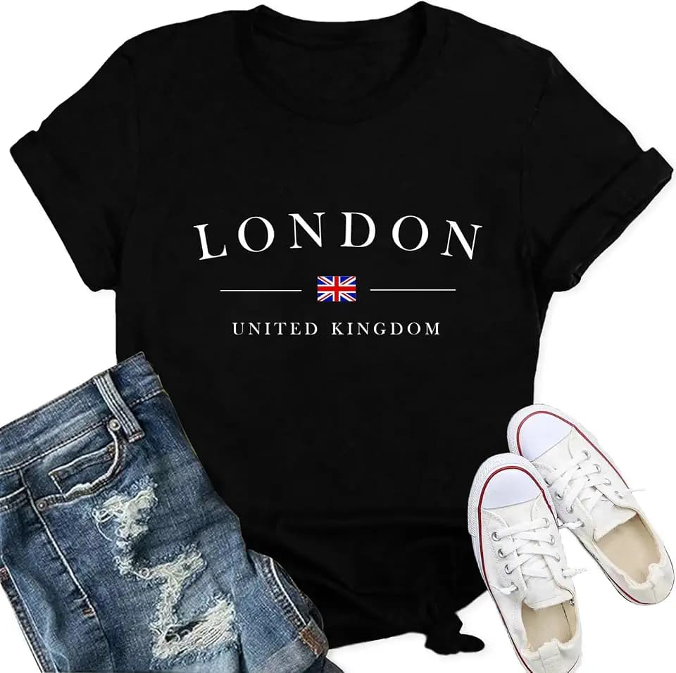 Damen-T-Shirt mit Union Jack, London-Hemden, Vereinigtes Königreich