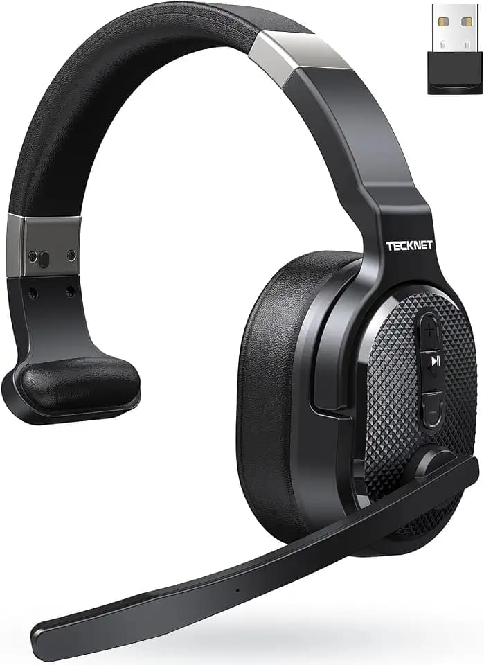 TECKNET Bluetooth Trucker Wireless Headset, Noise Cancelling Mic for Work