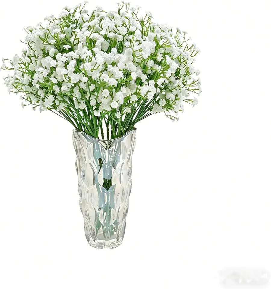 24 Stück Schleierkraut Künstlich Wie Echt Künstliches Schleierkraut Künstliche Blumen Gypsophila für Hochzeit,Party,Brautsträuße,Home Dekoration,weiß