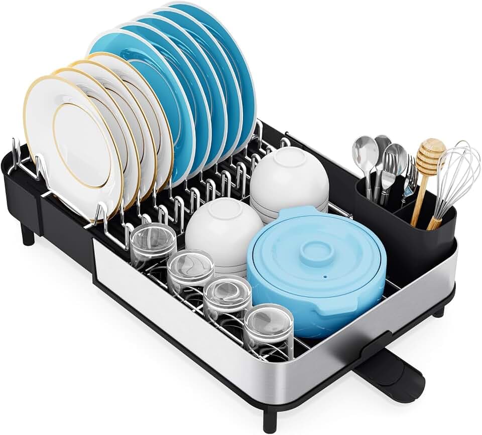 Urackify Stainless Steel Dish Drying Rack for Kitchen Counter,Black