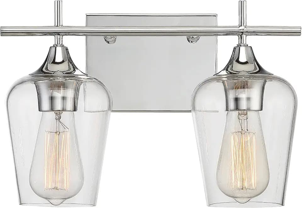 Savoy House 8-4030-2-11 Octave Bohemian Clear Glass Bathroom Vanity Wall Light, 2-Light 120 Total Watts, 10" H x 14" W, Polished Chrome