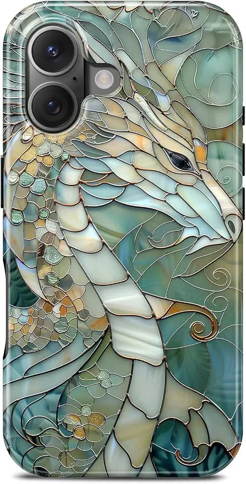 for iPhone 17 Case, Dragon Stained Glass Aesthetic Phone Case, Compatible with Magsafe, Trendy Cute Cool Magnetic Slim Shockproof Protective Women Girl Men Cover