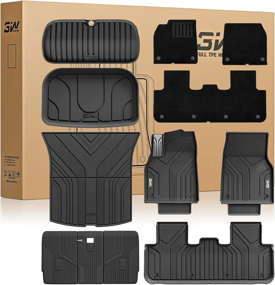3W 9PCS Floor Mats for Tesla Model Y Juniper 2025 2026 2027 Metal Pedal