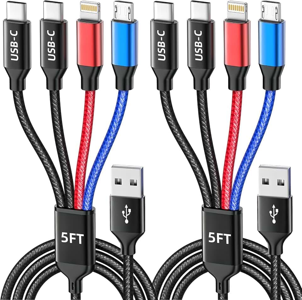 Dual USB-C 4 in 1 Multi Charging Cable, Charging Cords for Multiple Devices