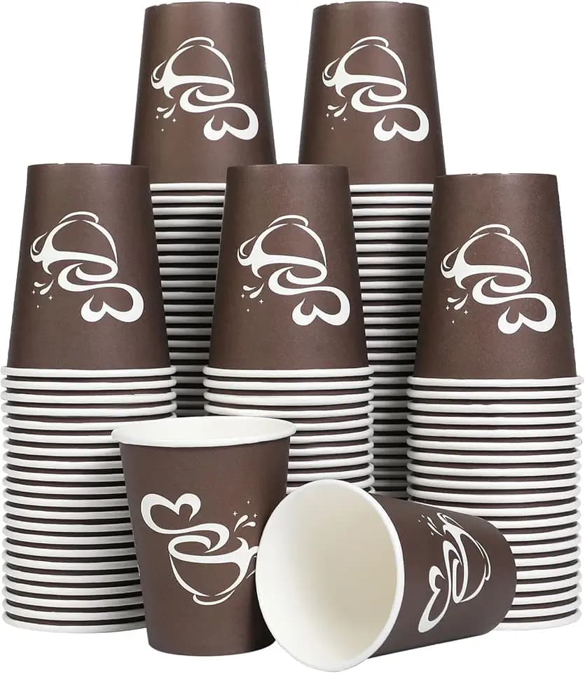 Clawsoff 10 oz 200 count Disposable Coffee Cups Hot Paper Cups Brown