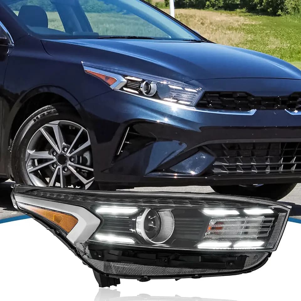 UPGRADE Compatible with 2022-2024 Kia Forte Headlight Halogen Type With LED DRL 92102-M7600 KI2503255 (Passenger Side)
