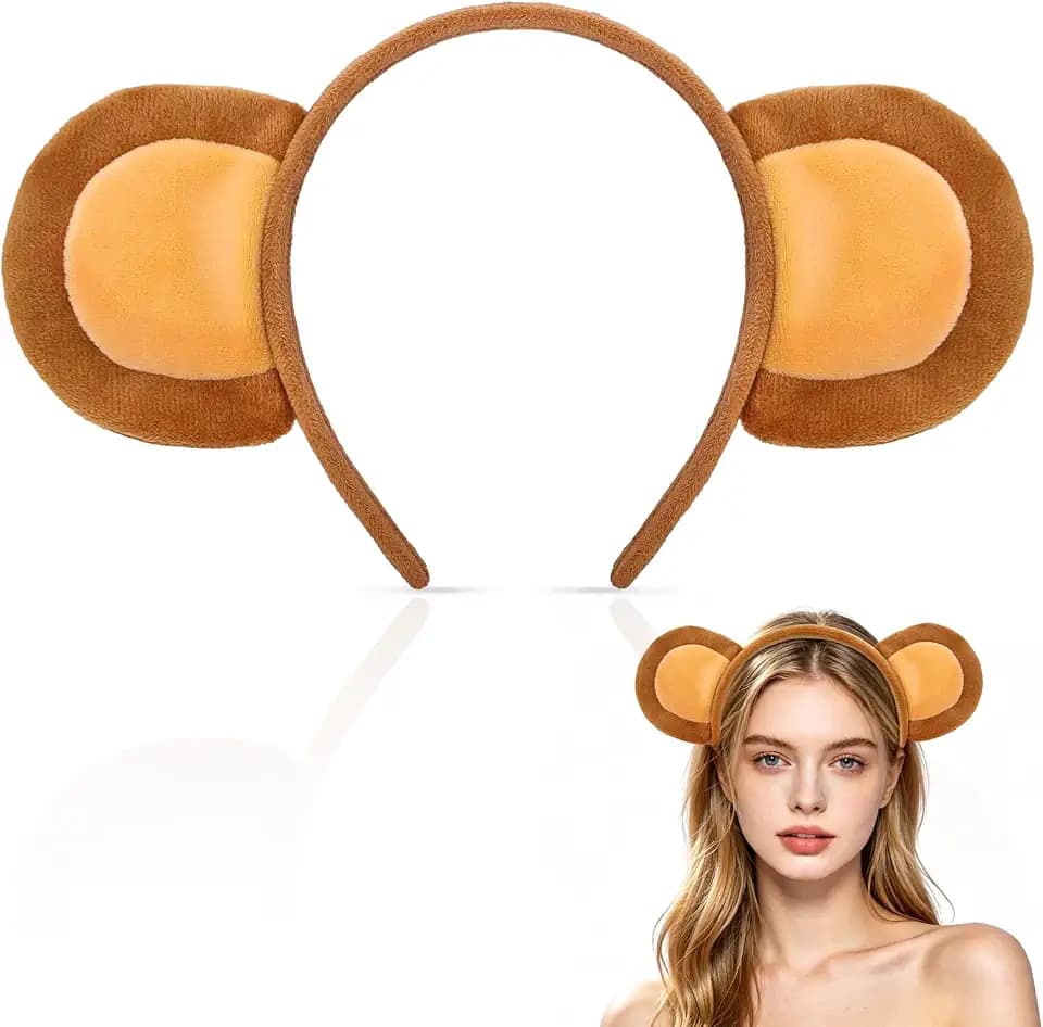 Monkey Ear Headband, Fuzzy Monkey Ears Costume Accessories for Halloween