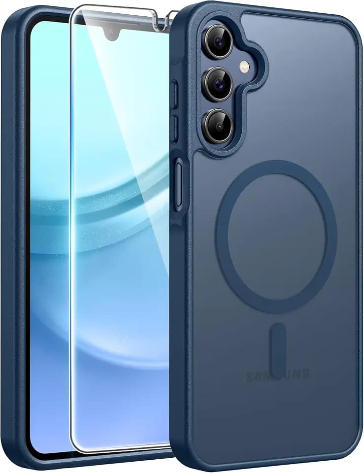 FNTCASE for Galaxy A15 5G Phone Case, Screen Protector, Blue