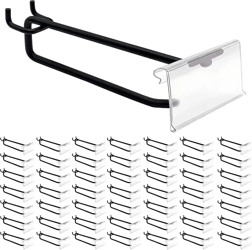 8" Pegboard Hooks with Label, 50Pcs Heavy Duty for 1/4" Board, Garage Storage