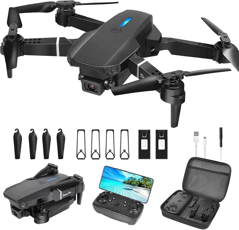 Drone with Camera 1080P HD,FPV Foldable Mini Drone for Adults（Black) 8589