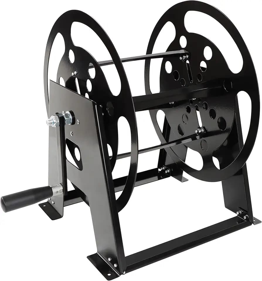 Dumble RV Extension Cord Reel Stand - 50-100ft Black Steel RV Electrical Cord Roll Up or Camper Hose Organizer Spool