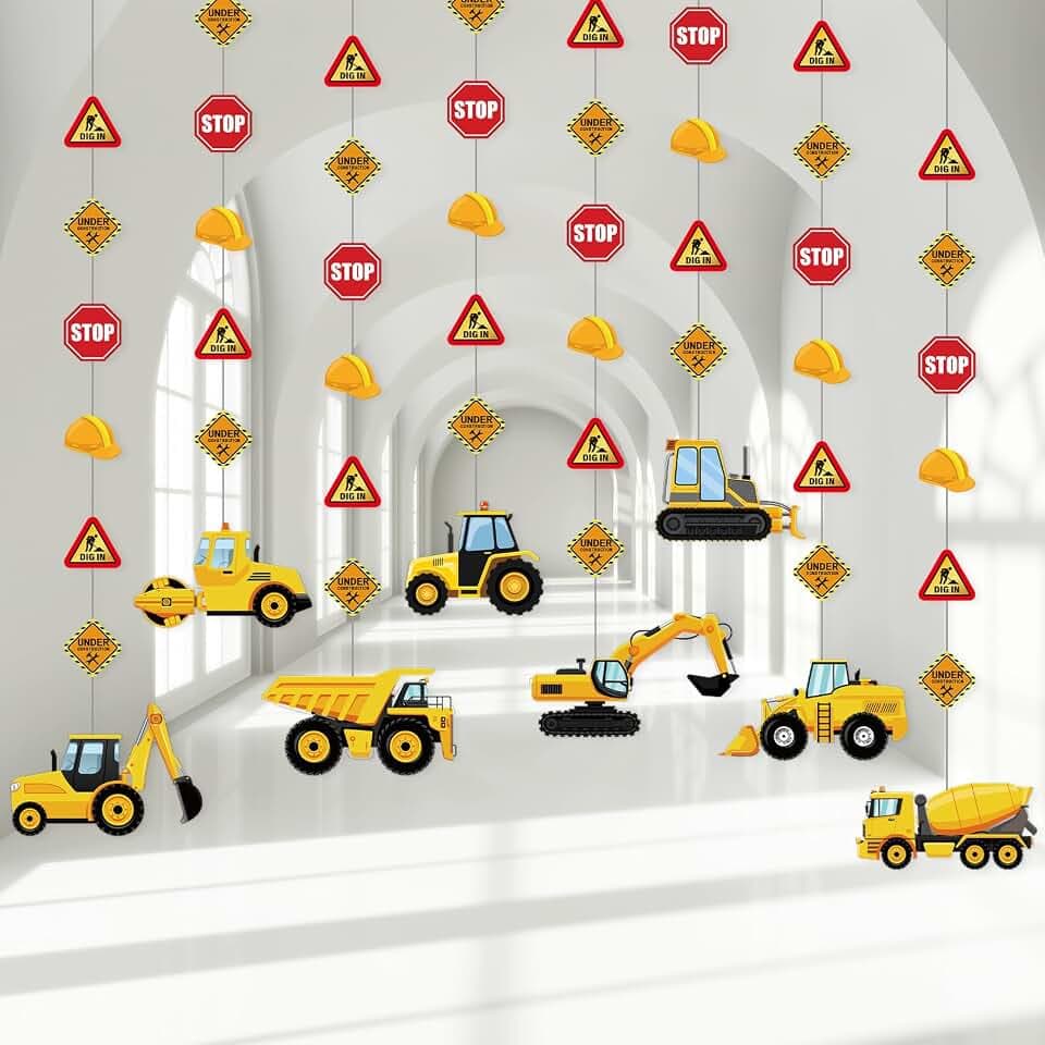 Faccito 8 Pack Baustelle Party Girlande für Kinder Junge