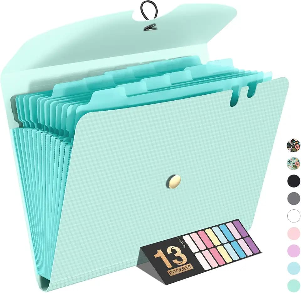 Sooez Expanding File Folders, 13 Pocket Accordion File Organizer, Letter/A4