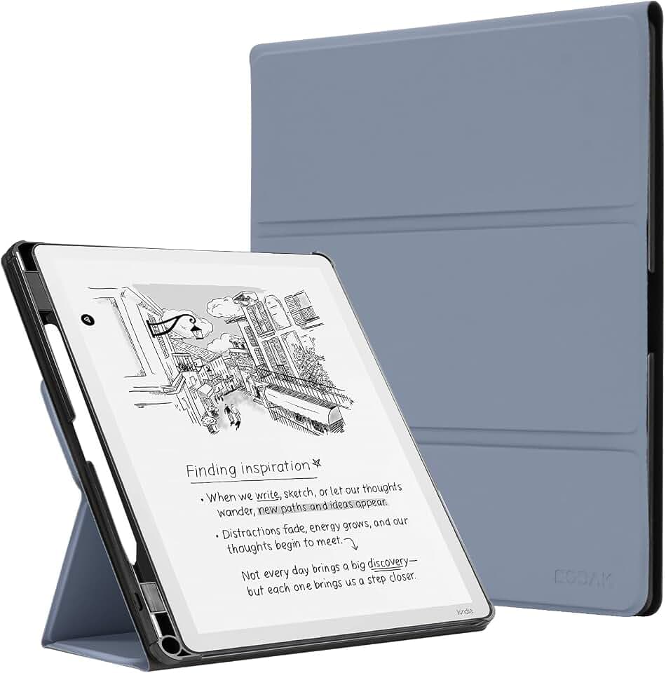 CoBak Case for 11" Kindle Scribe 3rd Generation 2025, Kindle Scribe Colorsoft with Two Viewing Angles - All New PU Leather Cover with Auto Sleep Wake, Pen Holder. Cloudy Blue