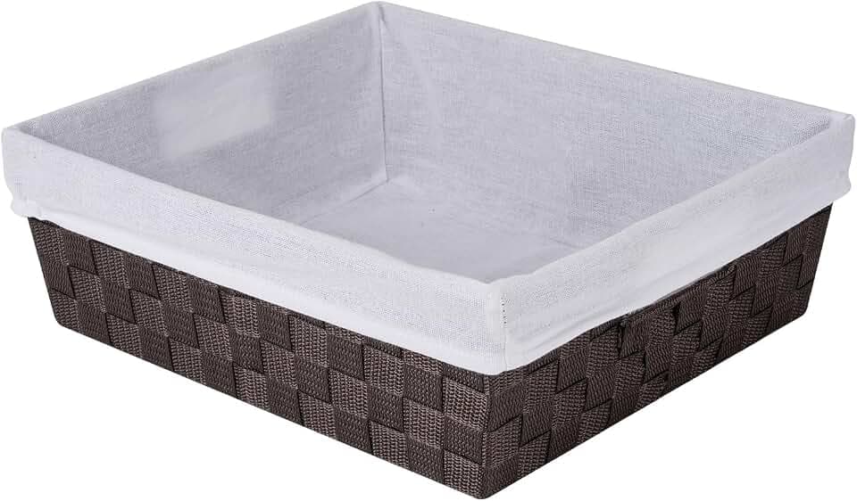 Whitmor Woven Strap Liner Shelf Tote,Storage Basket,Espresso