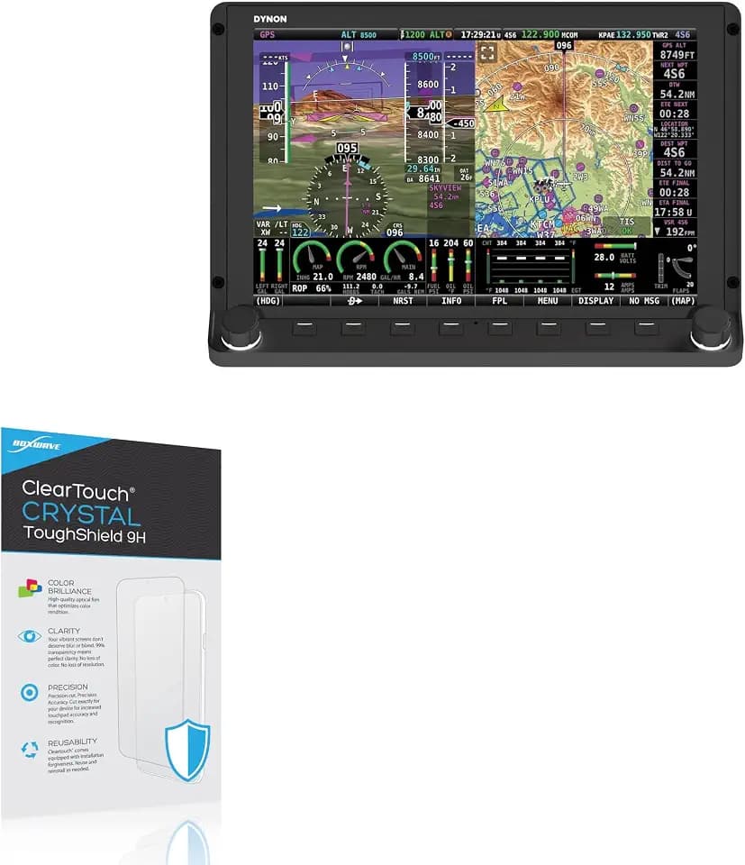 BoxWave Screen Protector Compatible with Dynon Skyview HDX (10 in) - ClearTouch Crystal ToughShield 9H (2-Pack), Clear 9H Tough Flexible Film Screen Protector