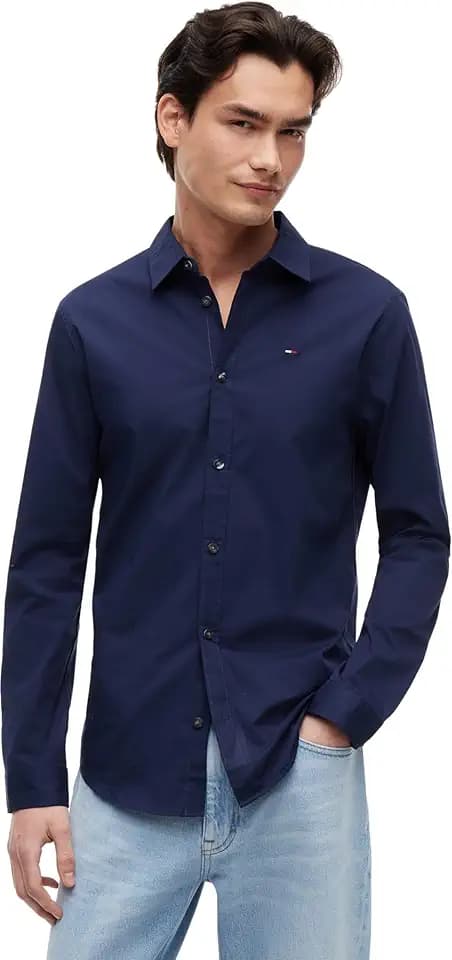 Tommy Jeans Herren Hemd Original Stretch Shirt Slim Fit