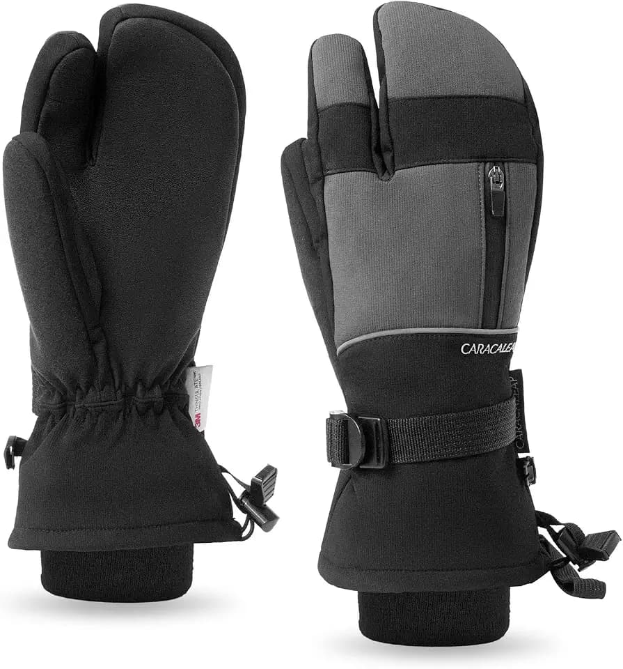 Skihandschuhe Herren Damen Fäustlinge 3 Finger Handschuhe Wasserdicht Winterhandschuhe für Skifahren Snowboard Eislaufen Wandern