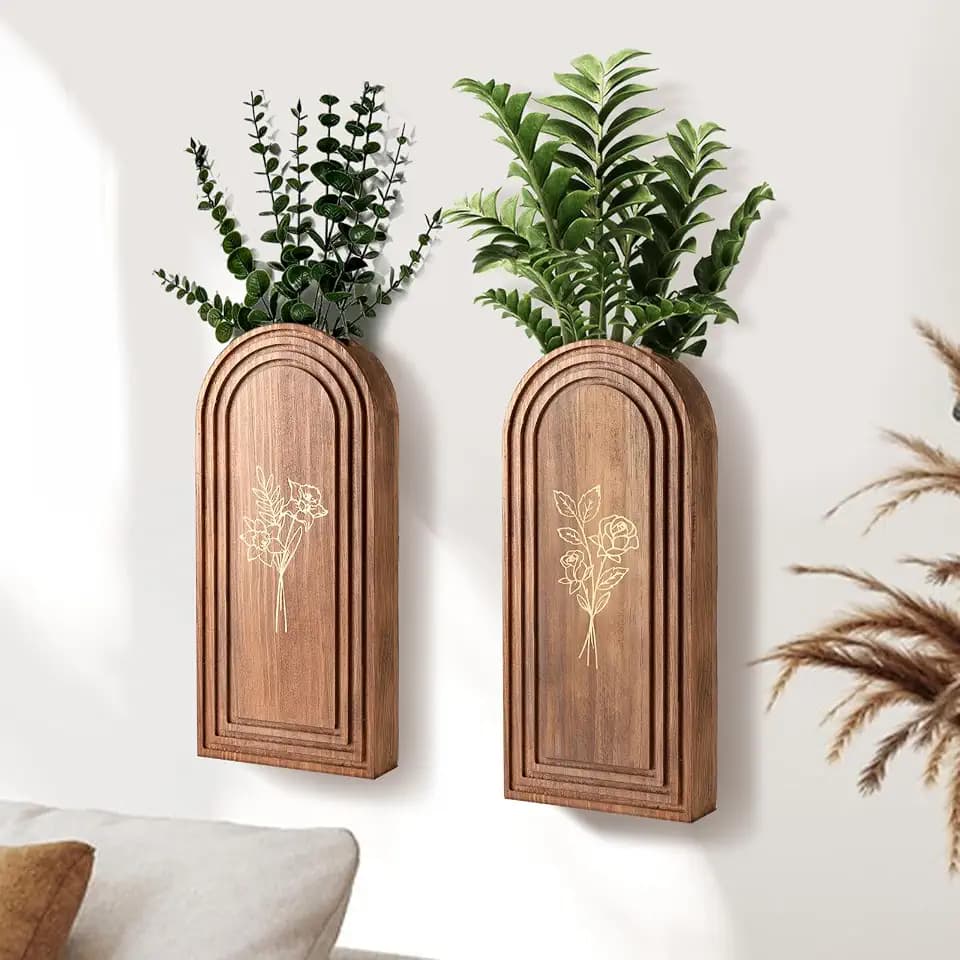 Rustic Wood Wall Planters Set of 2
