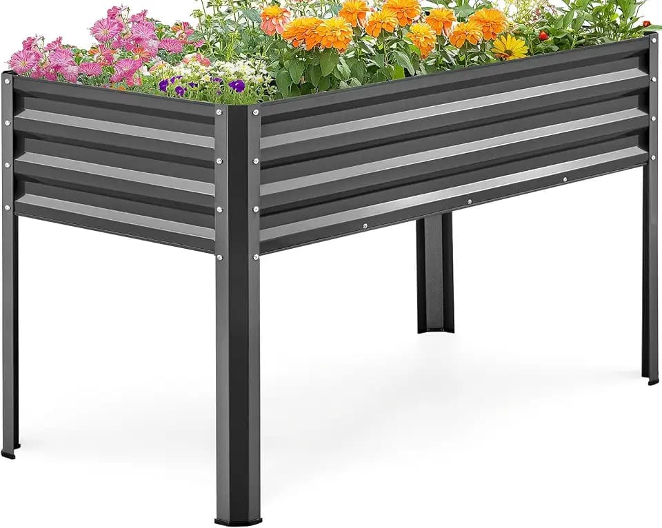 KING BIRD Large Raised Garden Bed with Legs 48×24×32 in