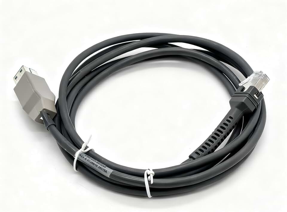 DS4608 USB Cable for Zebra for Symbol DS4608 DS/LI/LS4278 DS6878 DS7708 DS9308 DS9908 Handheld Barcode Scanner - 7ft. Straight Power Plus Connector (CBA-U23-S07ZAR)