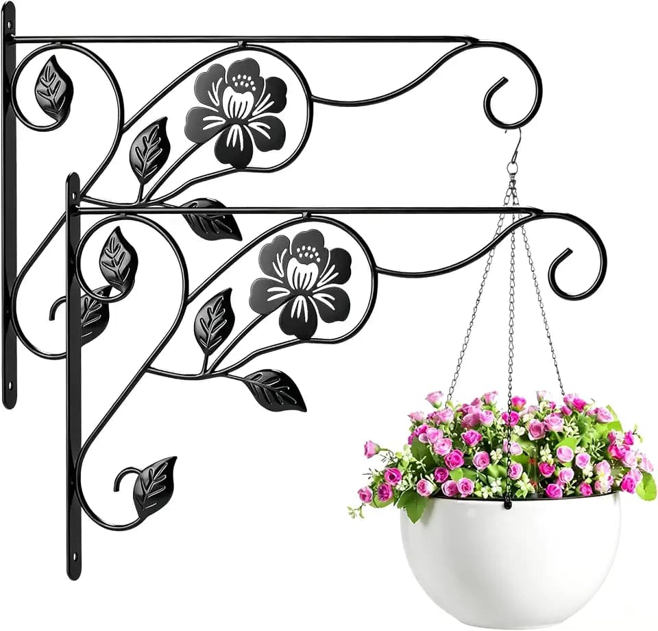 2 Pack Hanging Plant Brackets,Heavy Duty Plant Hangers Iron Hooks