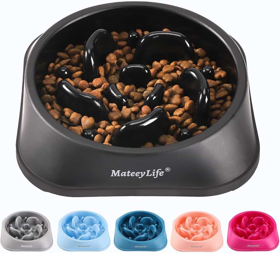 Mateeylife Hundenapf, Anti Schling Napf Hund für MittelgroßE und GroßE Hunde, Slow Feeder Hund FöRdert Eine Gesunde Verdauung,1 Stück Mittlere, Schwarz