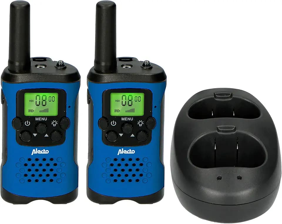 Alecto FR175 Walkie Talkie für Erwachsene und Kinder - 7km Reichweite - 8 Kanäle - 38 CTTCSS-Codes - VOX - integrierte Taschenlampe - 2,5mm Anschluss - blau