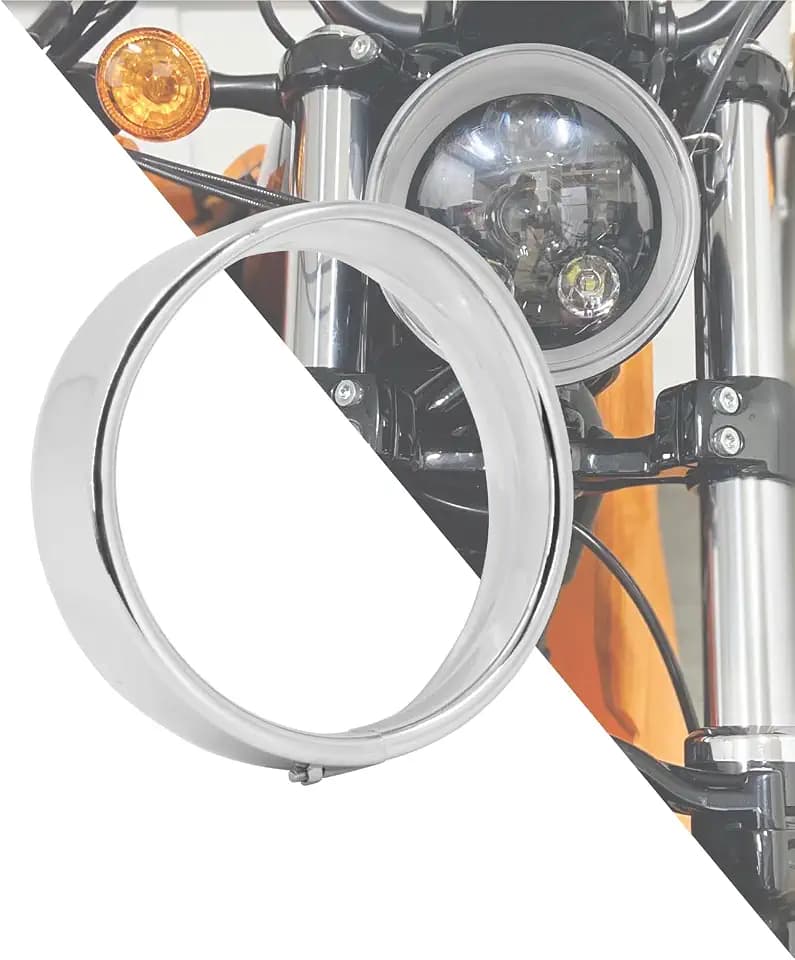5.75 Inch Visor Headlight Trim Ring 5 3/4" Head Lamp Decorative Ring Fit for Harley Sportster 883 1200 Forty Eight Dyna Softail Chrome 1 Pc