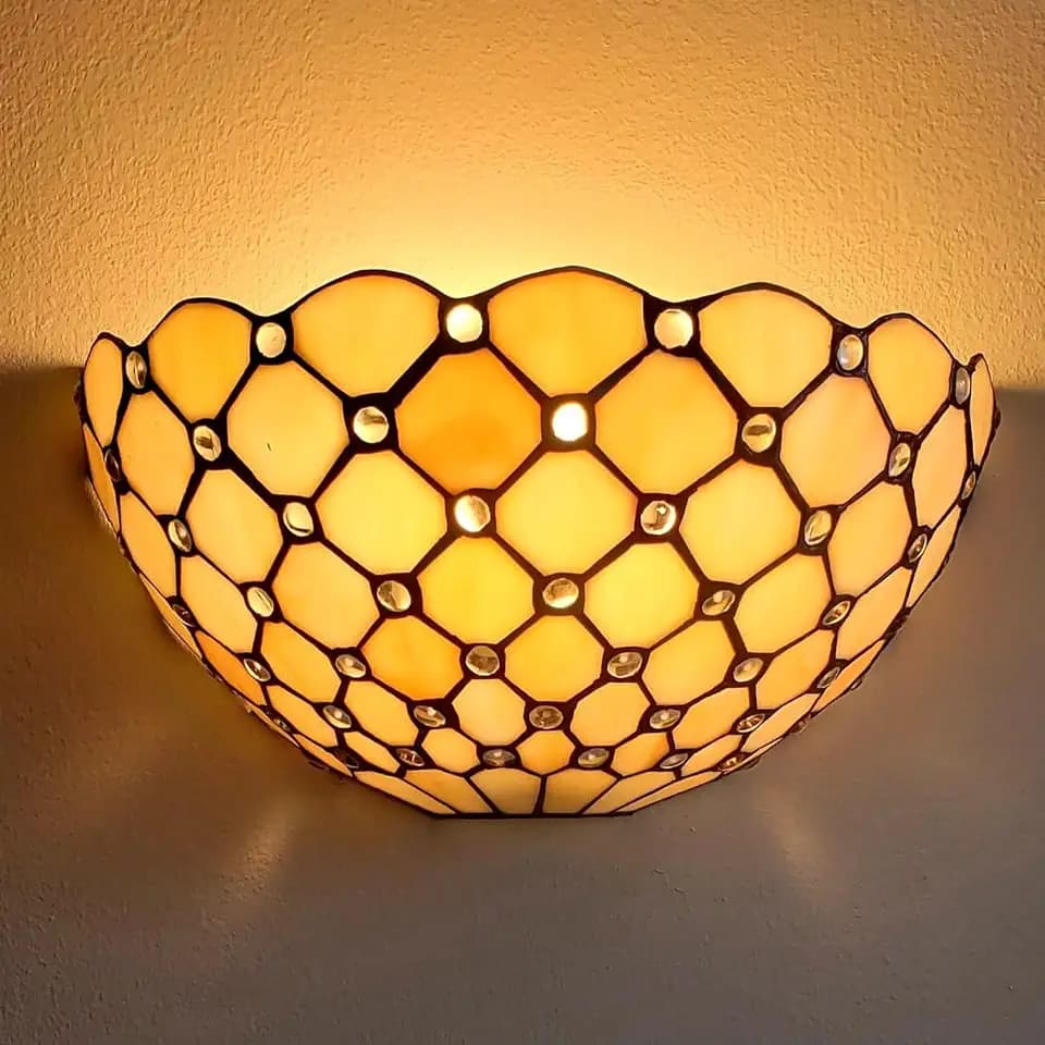 DEYNITE Tiffany Wall Sconce Black Art Vanity Light Stain Glass Shade
