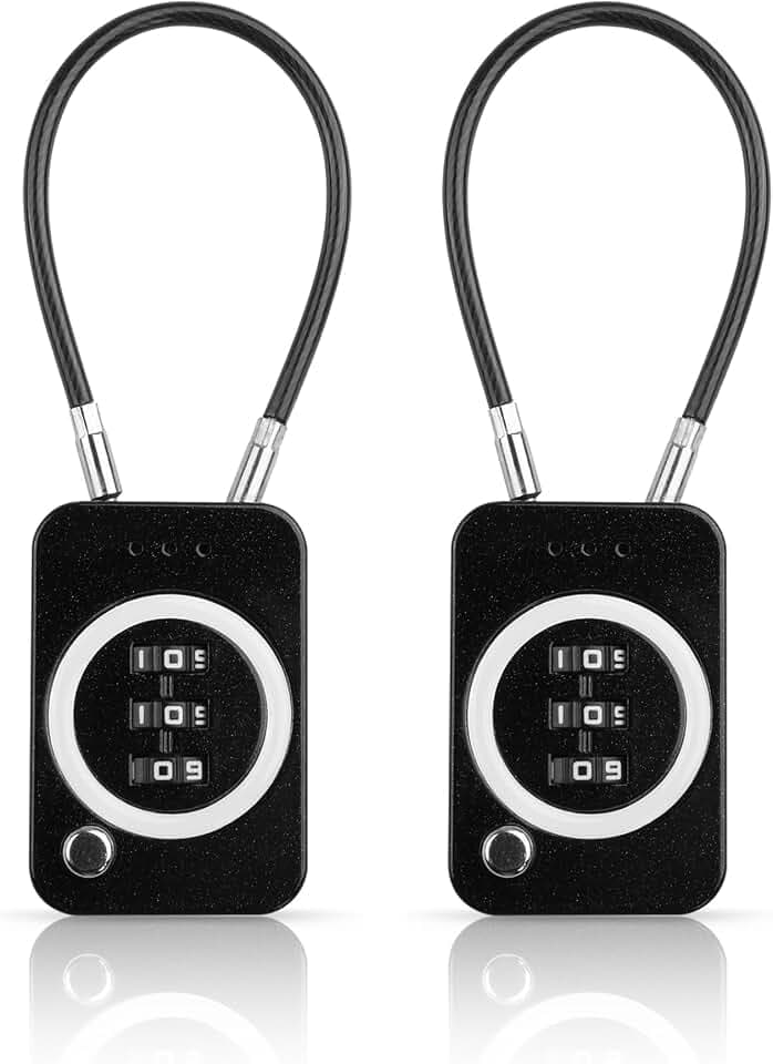 ,YAODHAOD Luggage Locks, Combination Cable Lock for Travel Suitcase Locks Padlock Apply to Locker Lock,Suitcase,Gym,School,Backpack (2PCS) (Black)